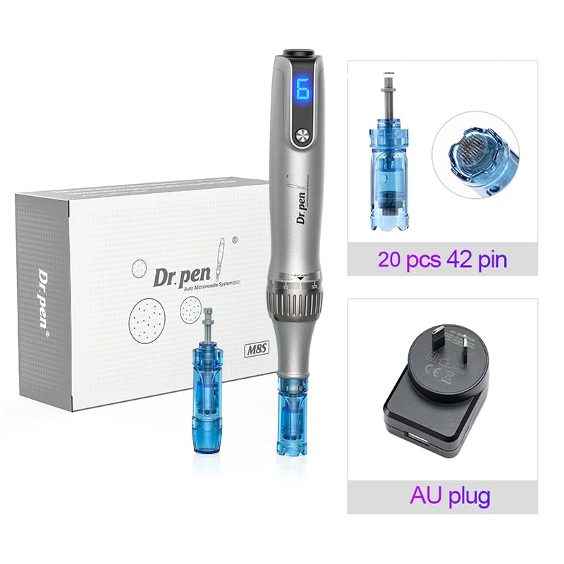 Autêntico Dr Pen Ultima M8S, 22 Pcs Agulha Pin, Anti Back Flow, Microneedling Pen, Derma Pen, Máquina de Beleza Sem Fio, Skincare Pen