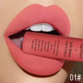 QIBEST-batom líquido fosco de veludo sexy para mulheres, gloss vermelho nu, impermeável, mancha labial duradoura, maquiagem de beleza