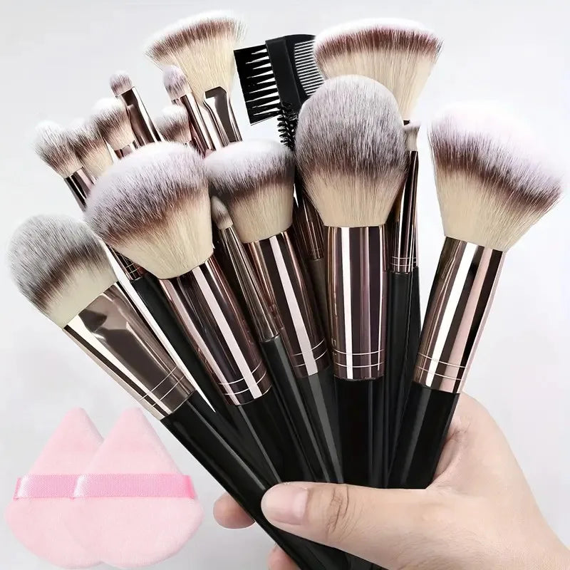 Profissional 3-20 pçs pincéis de maquiagem conjunto sombra fundação corretivo mistura blush escova kabuki macio feminino ferramenta de beleza