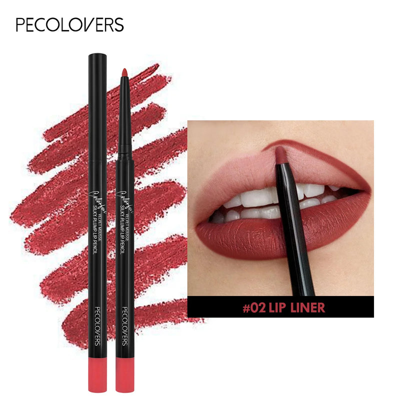 Lápis Lipliner Matte impermeável, batom de contorno vermelho, duradouro, antiaderente, maquiagem de lábios hidratantes, 12 cores