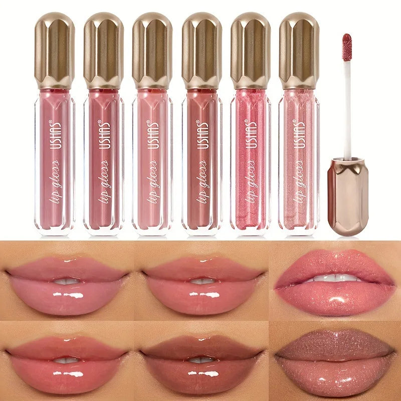 Gloss labial pérola espelhada para mulheres, batom hidratante duradouro, brilho brilho brilho, cosméticos maquiagem, 6 cores