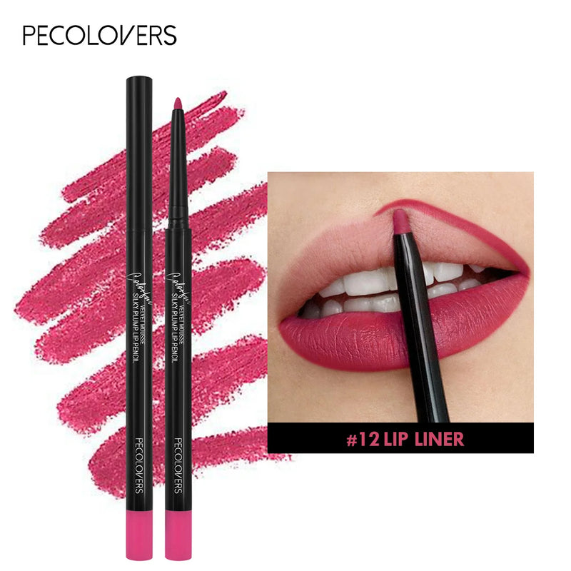 Lápis Lipliner Matte impermeável, batom de contorno vermelho, duradouro, antiaderente, maquiagem de lábios hidratantes, 12 cores