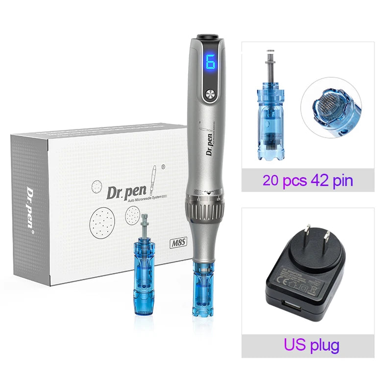 Autêntico Dr Pen Ultima M8S, 22 Pcs Agulha Pin, Anti Back Flow, Microneedling Pen, Derma Pen, Máquina de Beleza Sem Fio, Skincare Pen