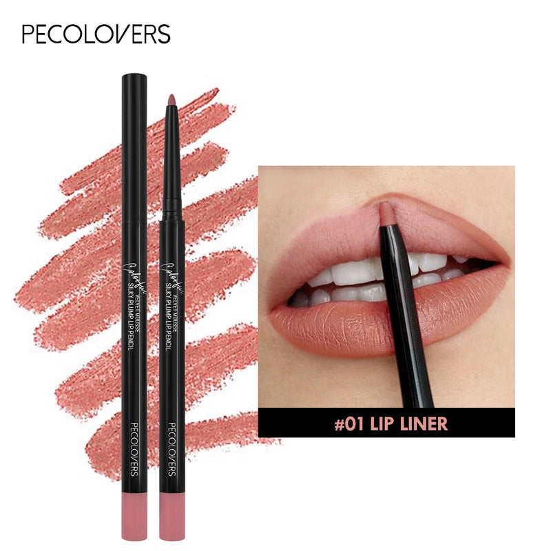 Lápis Lipliner Matte impermeável, batom de contorno vermelho, duradouro, antiaderente, maquiagem de lábios hidratantes, 12 cores