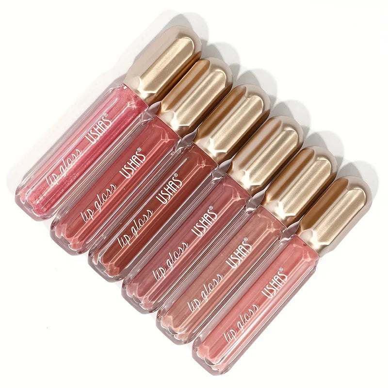 Gloss labial pérola espelhada para mulheres, batom hidratante duradouro, brilho brilho brilho, cosméticos maquiagem, 6 cores