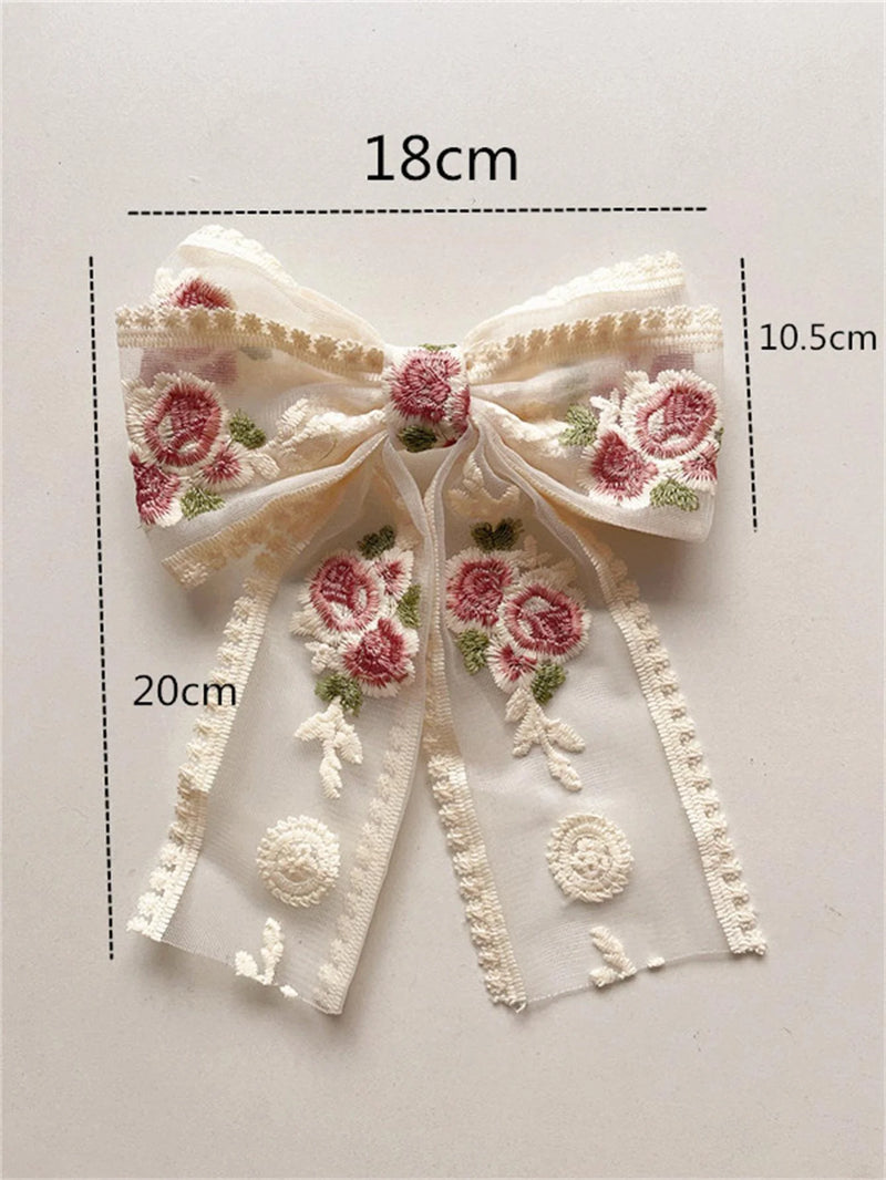 Embroidery Hair Bows Lace Big Bows Hairclip Women Elegant Spring Clip Spring Summer Hair Accessories Women Barrettes