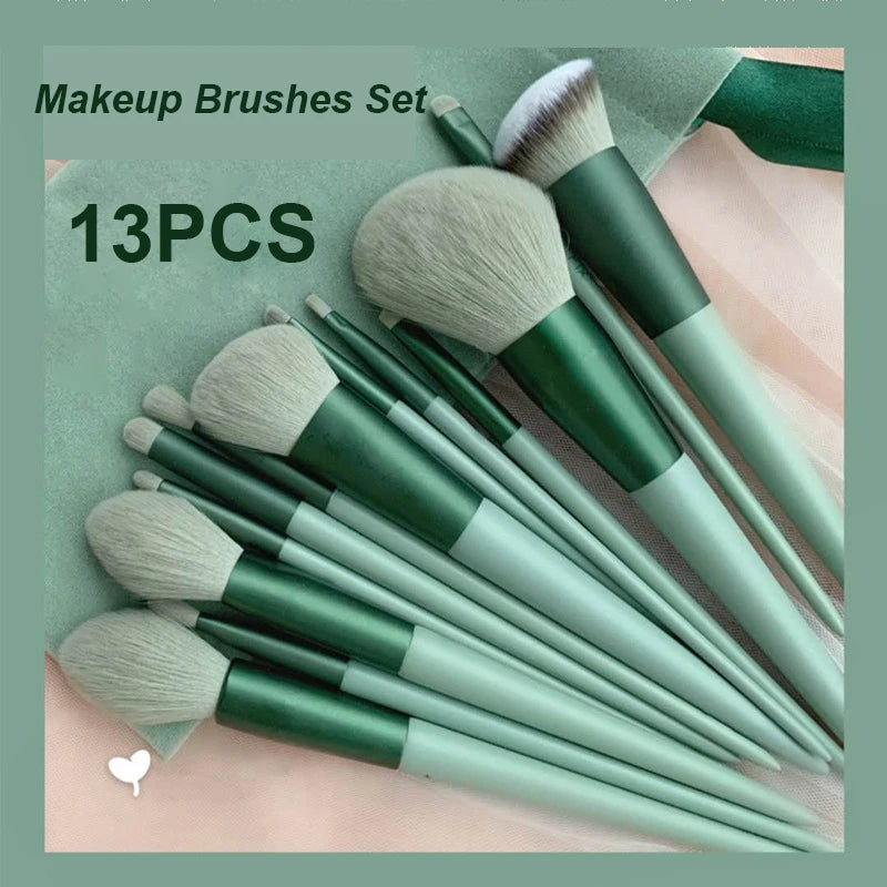 13 PCS Pincéis de Maquiagem Set Eye Shadow Foundation Mulheres Escova Cosmética Sombra Blush Beauty Soft Make Up Tools Bag