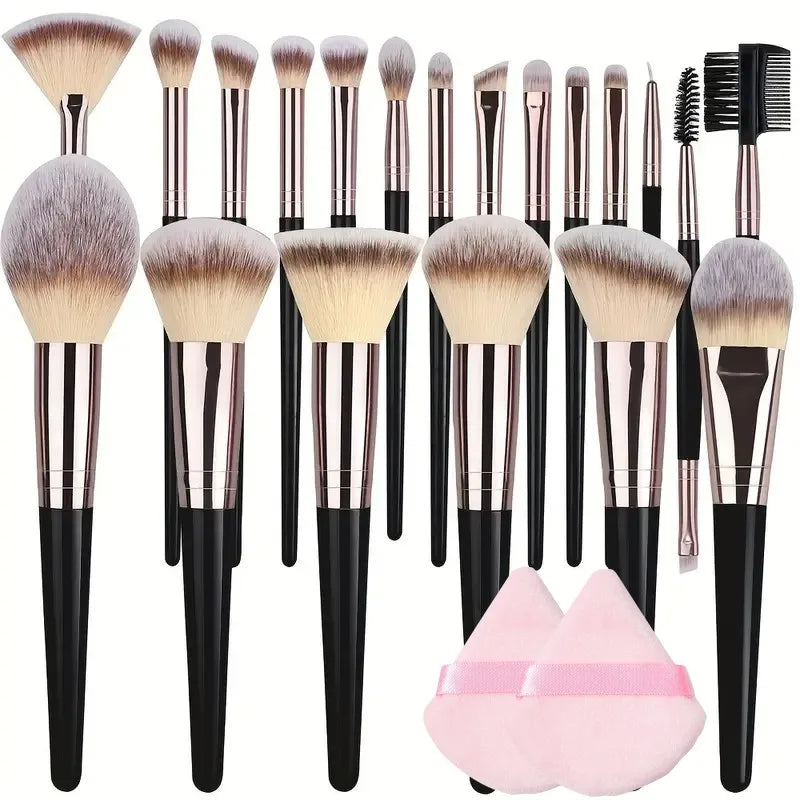 Profissional 3-20 pçs pincéis de maquiagem conjunto sombra fundação corretivo mistura blush escova kabuki macio feminino ferramenta de beleza