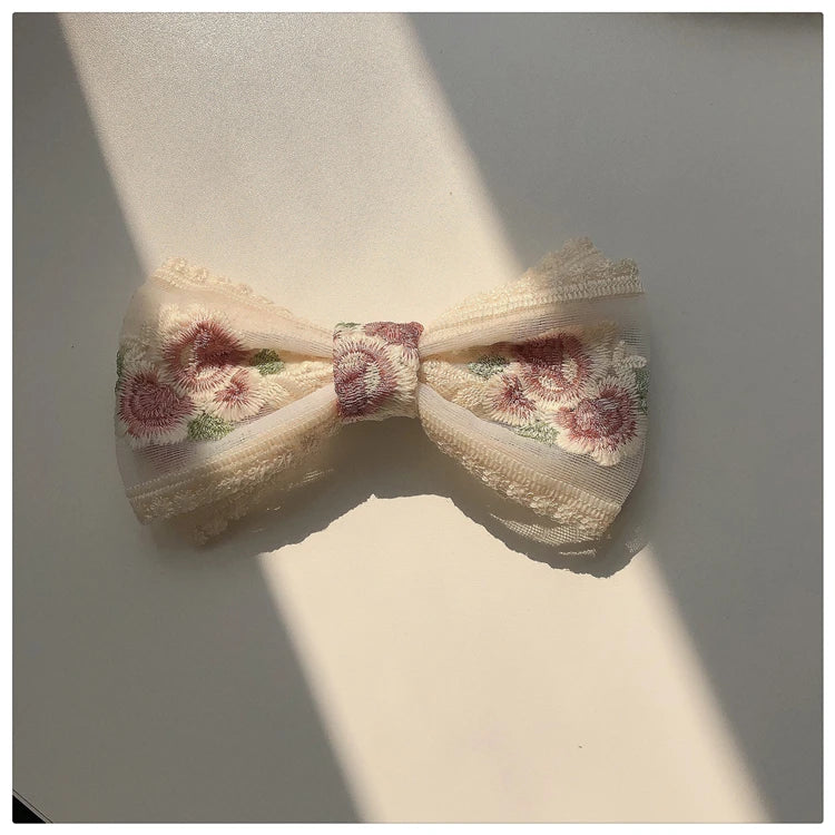 Embroidery Hair Bows Lace Big Bows Hairclip Women Elegant Spring Clip Spring Summer Hair Accessories Women Barrettes