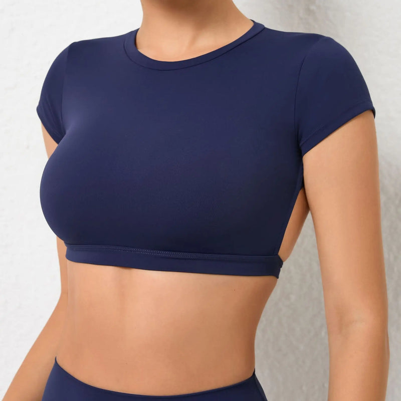 Camisa academia,Roupas fitness feminina academia,Blusa academia feminina,Hearuisavy respirável camisas esportivas para mulheres, Workout Sportswear, Fitness Training, Backless Yoga Vestuário, Sport Crop Tops, Gym Top