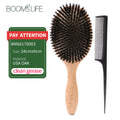 BOOMSLIFE Boar Bristle Hair Brush Women Combs for Hair Wood HairBrush Detangle Straightener Brush Hair Comb Barber Accessories