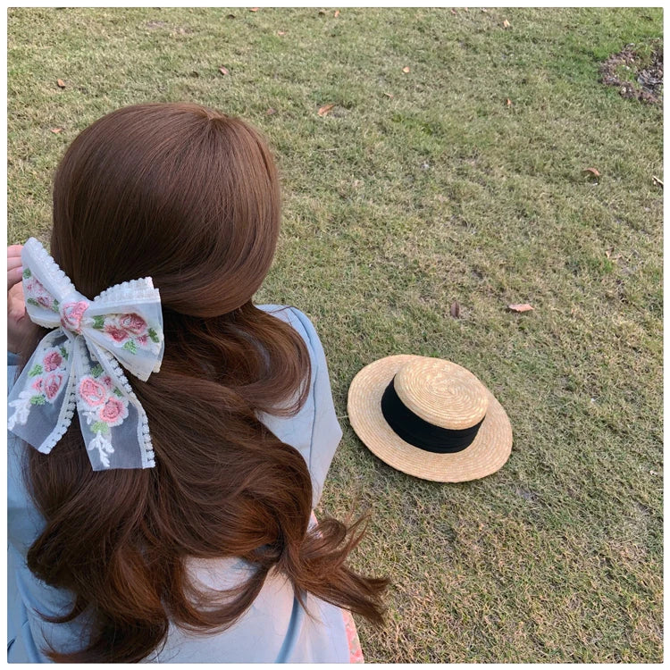 Embroidery Hair Bows Lace Big Bows Hairclip Women Elegant Spring Clip Spring Summer Hair Accessories Women Barrettes