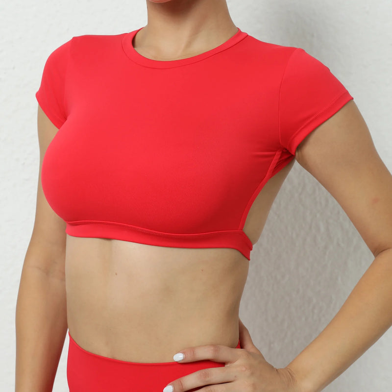 Camisa academia,Roupas fitness feminina academia,Blusa academia feminina,Hearuisavy respirável camisas esportivas para mulheres, Workout Sportswear, Fitness Training, Backless Yoga Vestuário, Sport Crop Tops, Gym Top