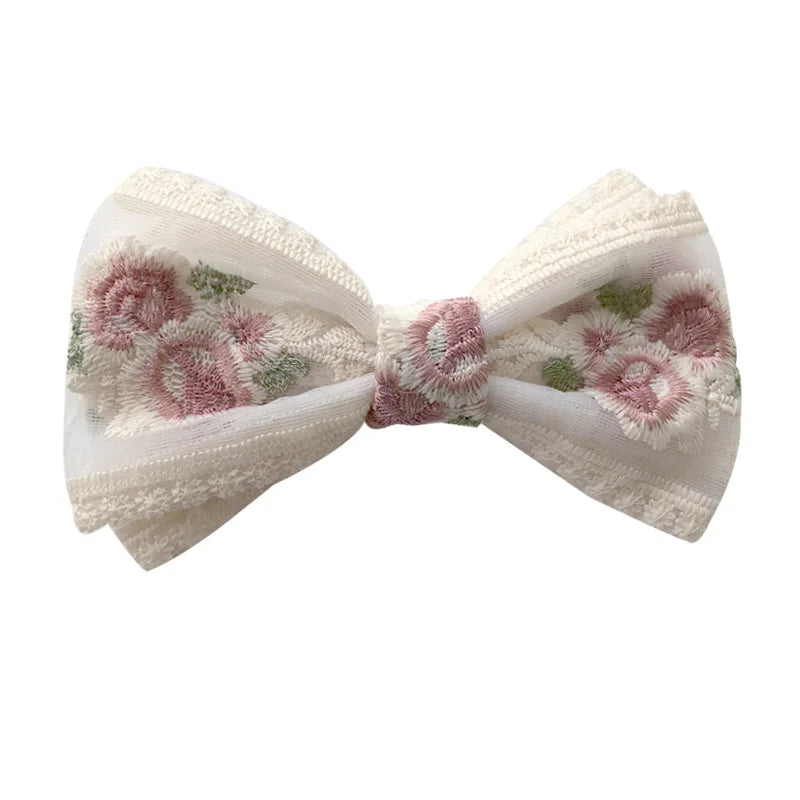 Embroidery Hair Bows Lace Big Bows Hairclip Women Elegant Spring Clip Spring Summer Hair Accessories Women Barrettes