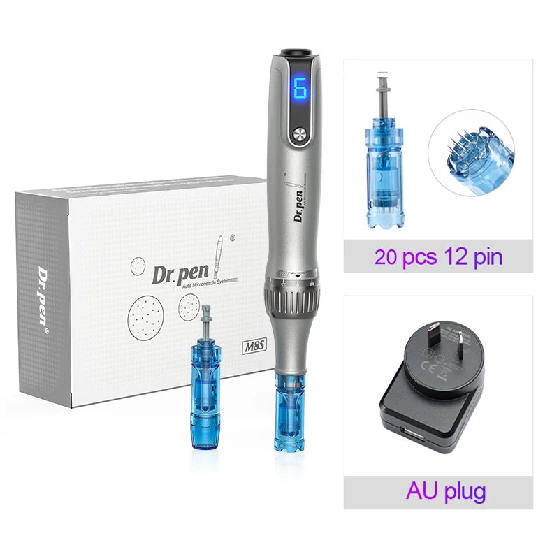 Autêntico Dr Pen Ultima M8S, 22 Pcs Agulha Pin, Anti Back Flow, Microneedling Pen, Derma Pen, Máquina de Beleza Sem Fio, Skincare Pen