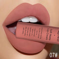 QIBEST-batom líquido fosco de veludo sexy para mulheres, gloss vermelho nu, impermeável, mancha labial duradoura, maquiagem de beleza