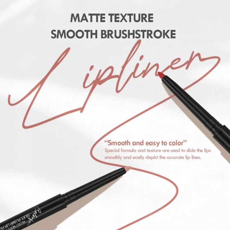 Lápis Lipliner Matte impermeável, batom de contorno vermelho, duradouro, antiaderente, maquiagem de lábios hidratantes, 12 cores