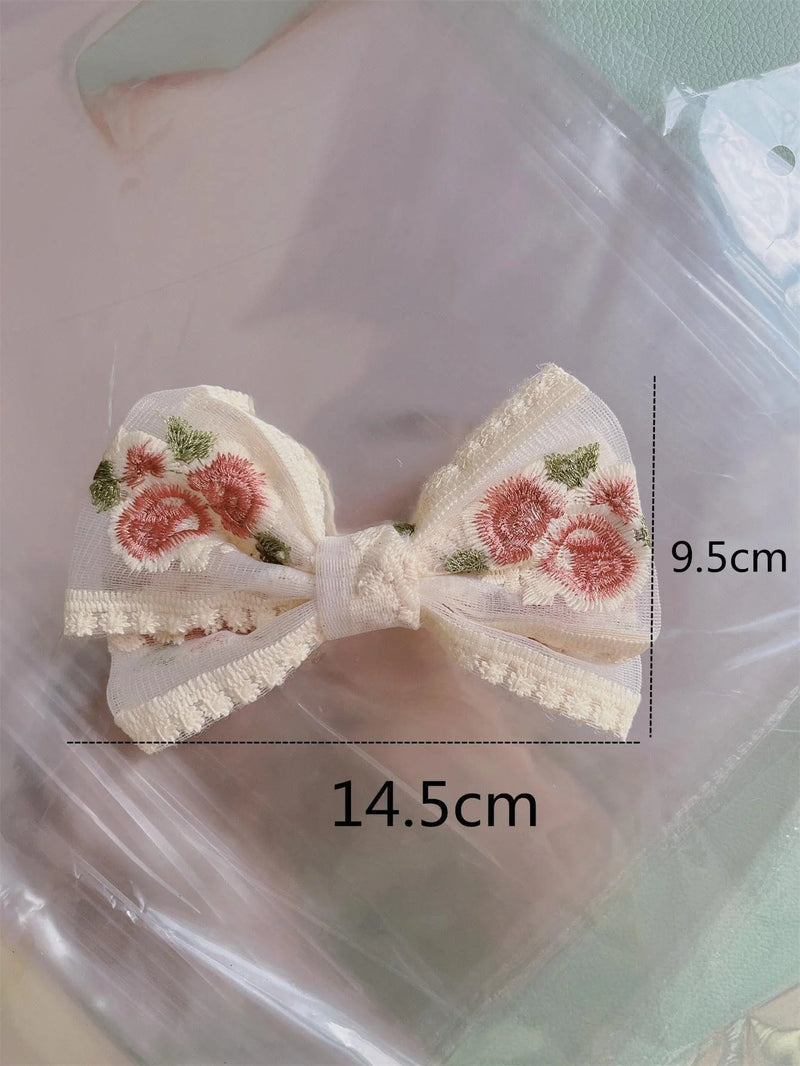 Embroidery Hair Bows Lace Big Bows Hairclip Women Elegant Spring Clip Spring Summer Hair Accessories Women Barrettes