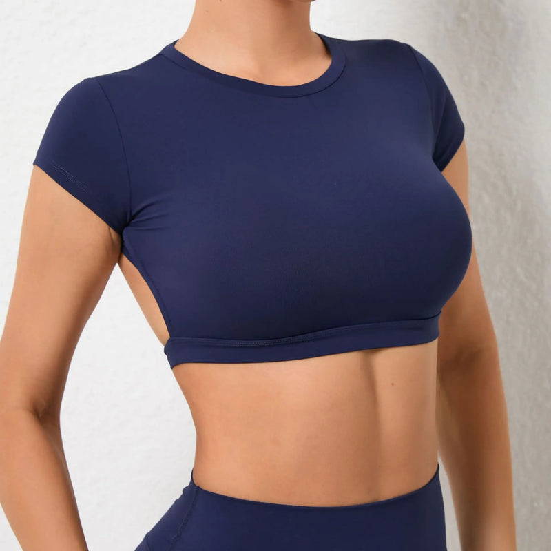 Camisa academia,Roupas fitness feminina academia,Blusa academia feminina,Hearuisavy respirável camisas esportivas para mulheres, Workout Sportswear, Fitness Training, Backless Yoga Vestuário, Sport Crop Tops, Gym Top